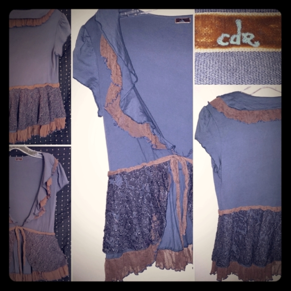 Short sleeve desiner coverlet with tie front